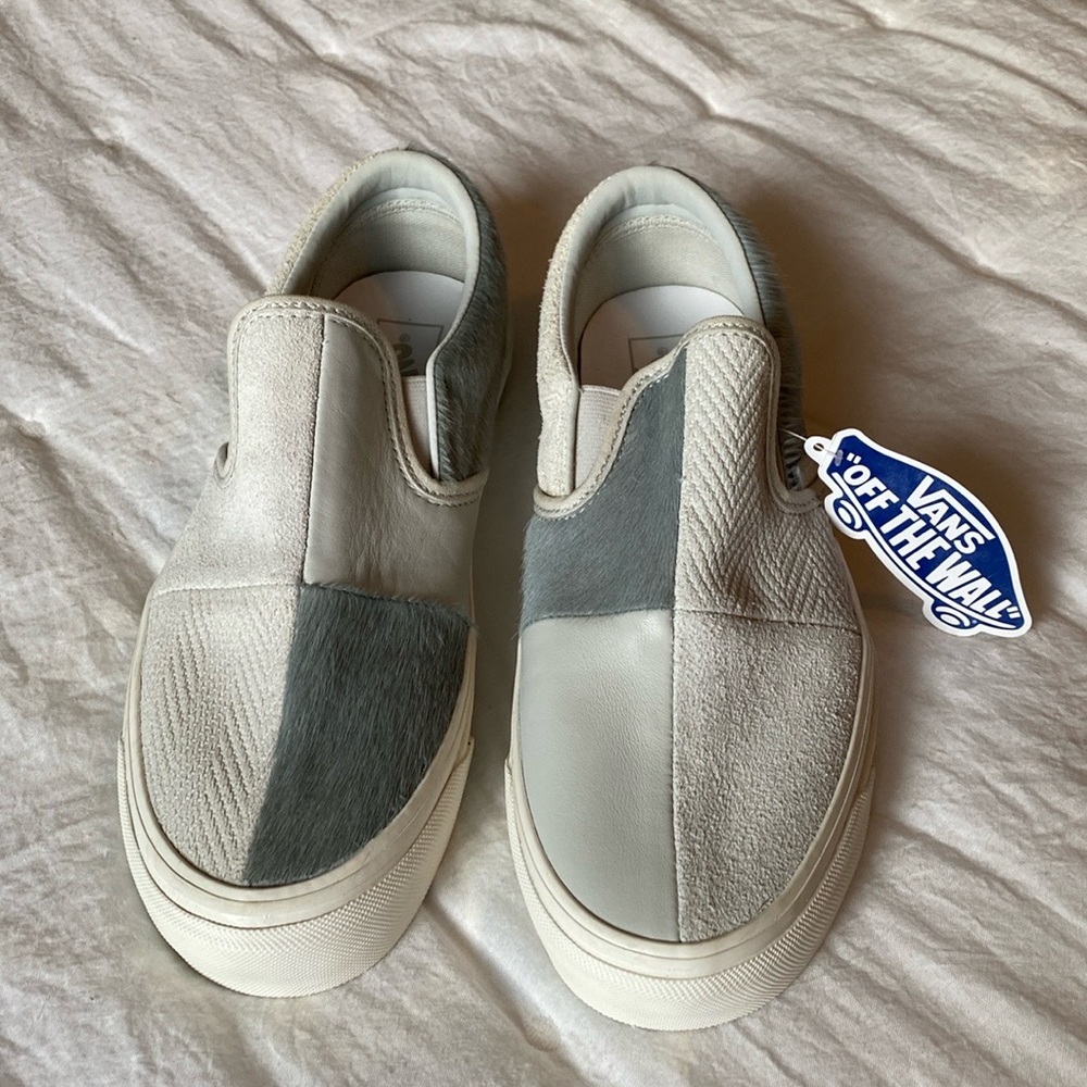 Vans Anaheim factory collection, blue patchwork slip on.